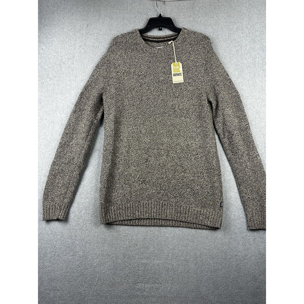 FatFace Sweater Mens Medium Brown Marled Hove Crew Neck Jumper Wool Blend Knit